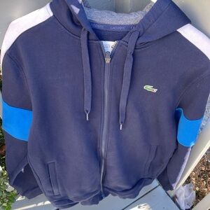Lacoste Kids Dark Blue Hoodie with White and Blue Accents